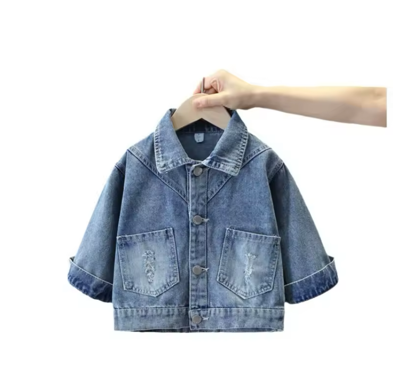 ZGirls Denim Jacket with Detailed Lace Bow