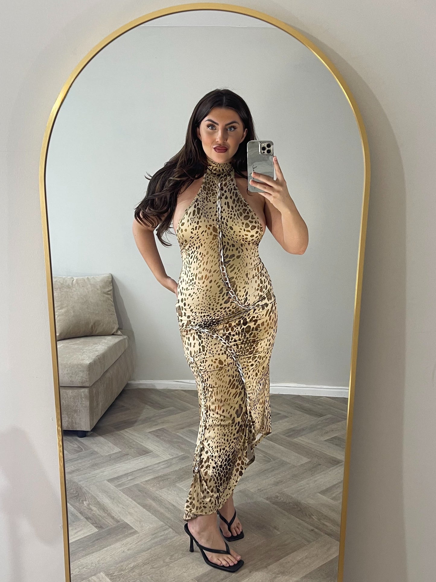Halter Leopard Sexy Backless Maxi Dress 🤎