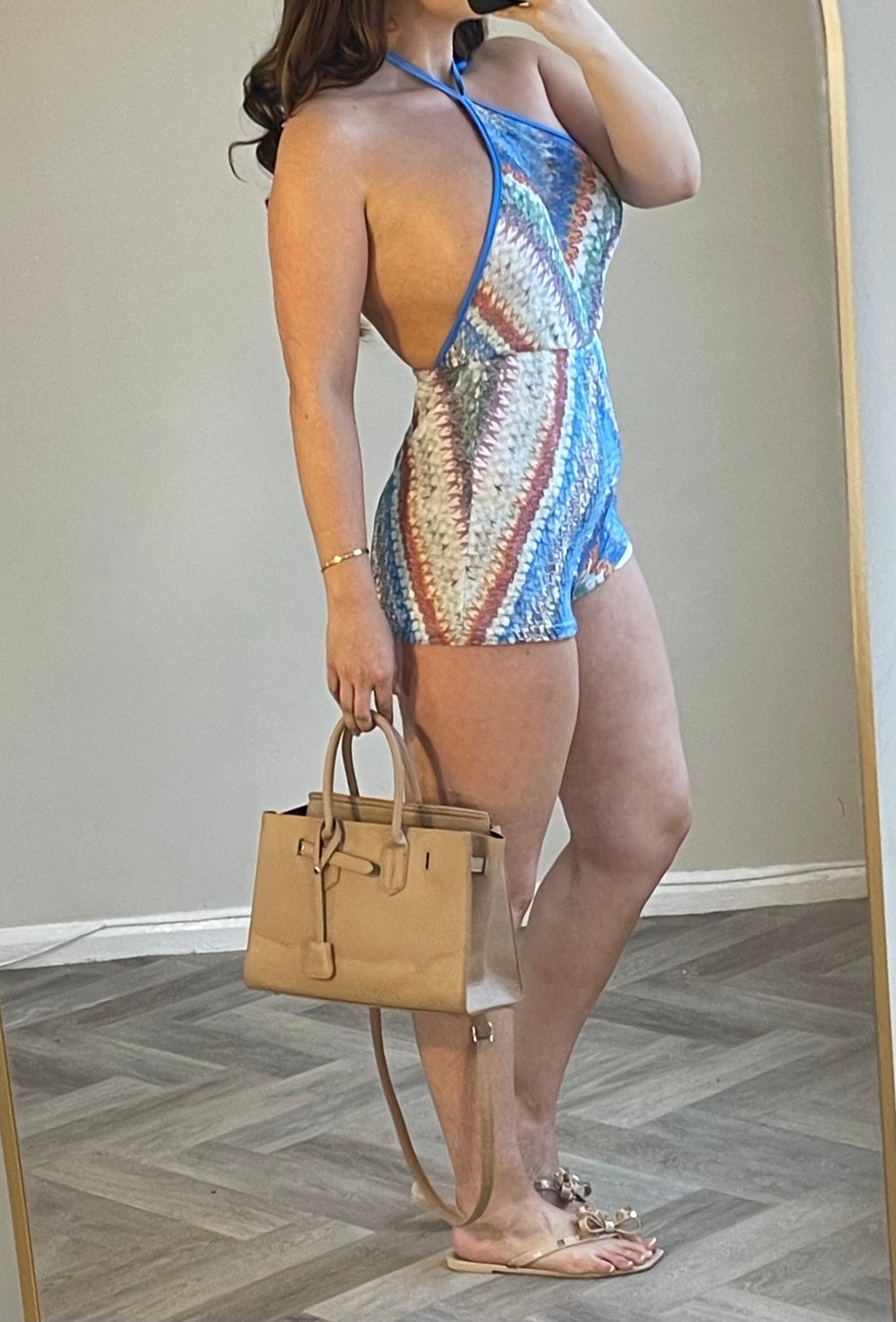 Sunset Waves Halter Playsuit