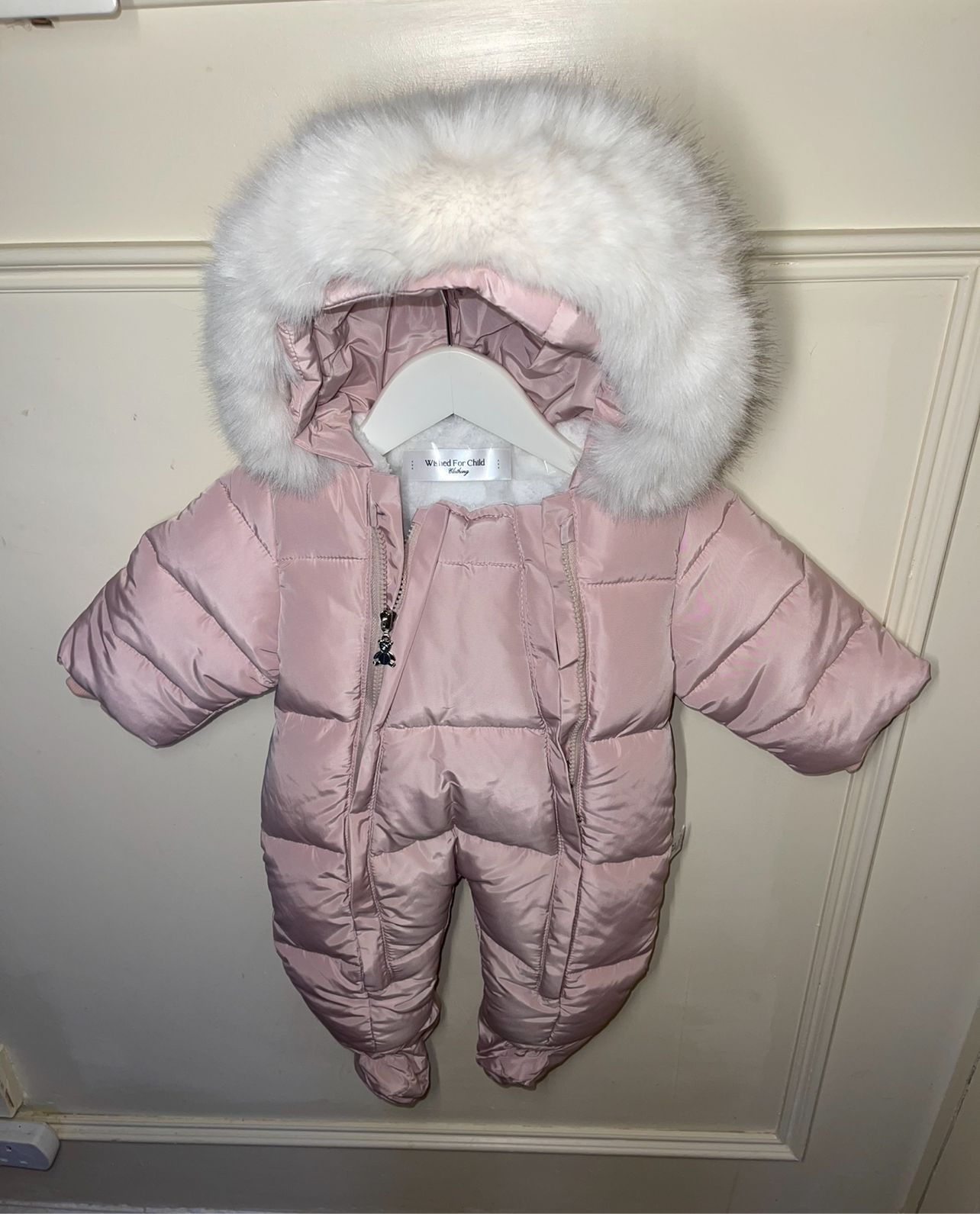Pink Snow Suit Fur Hood