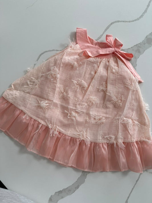 Summer Ruffled Sleeveless Dress Pink