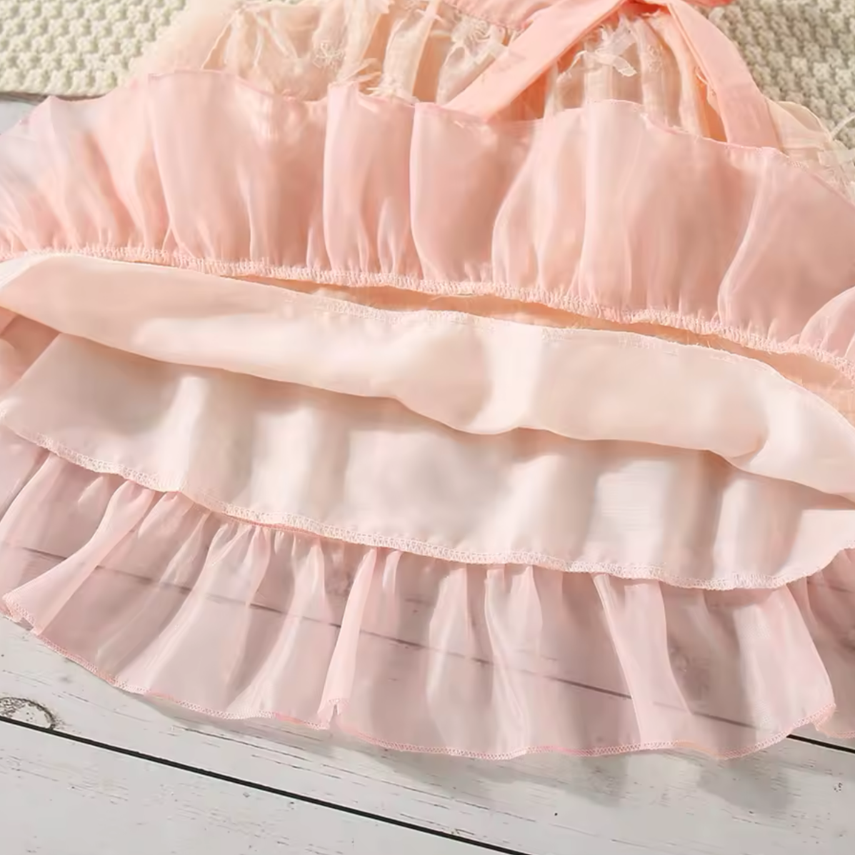 Summer Ruffled Sleeveless Dress Pink