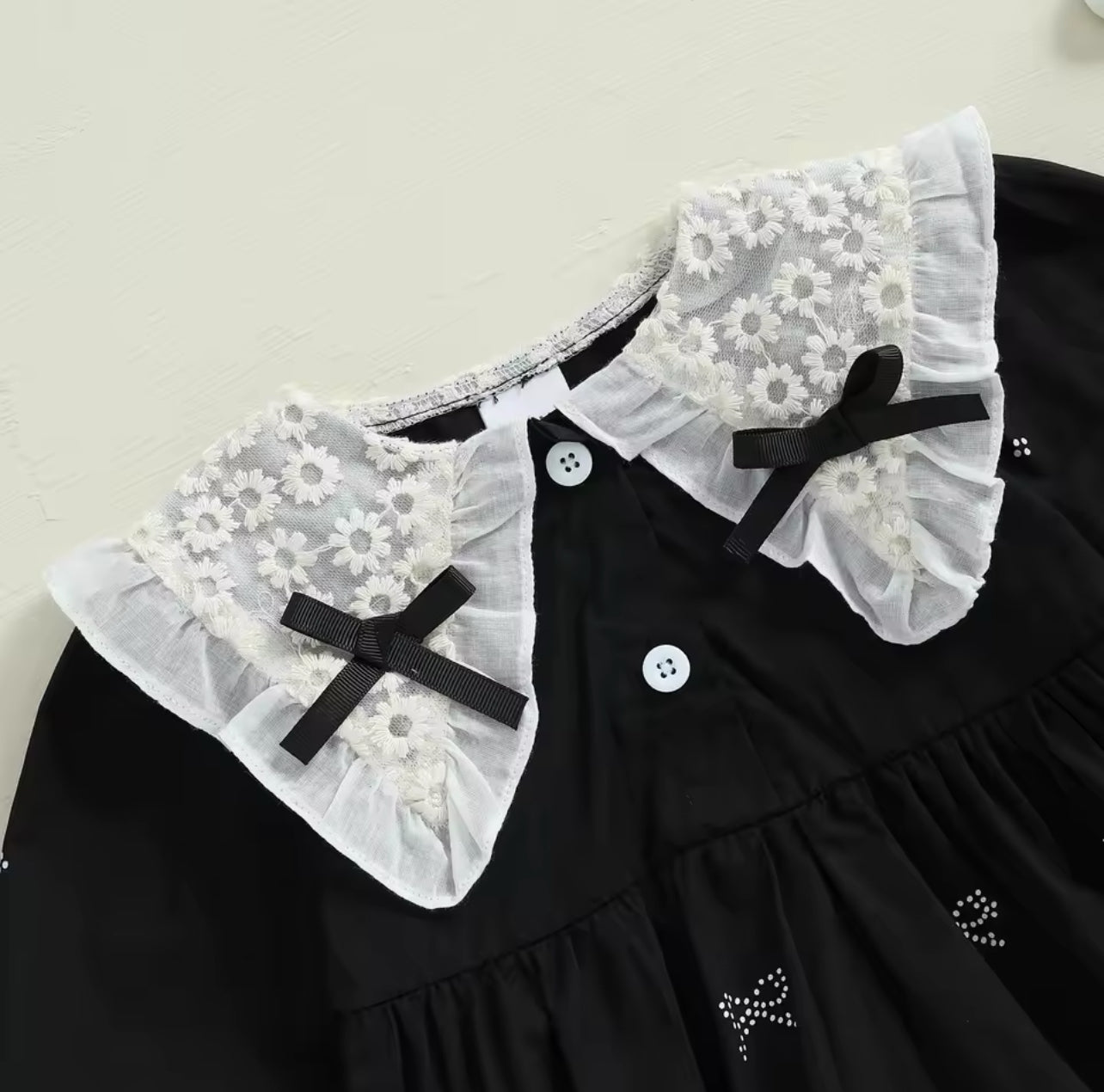 B&W Lace Romper with Matching Socks