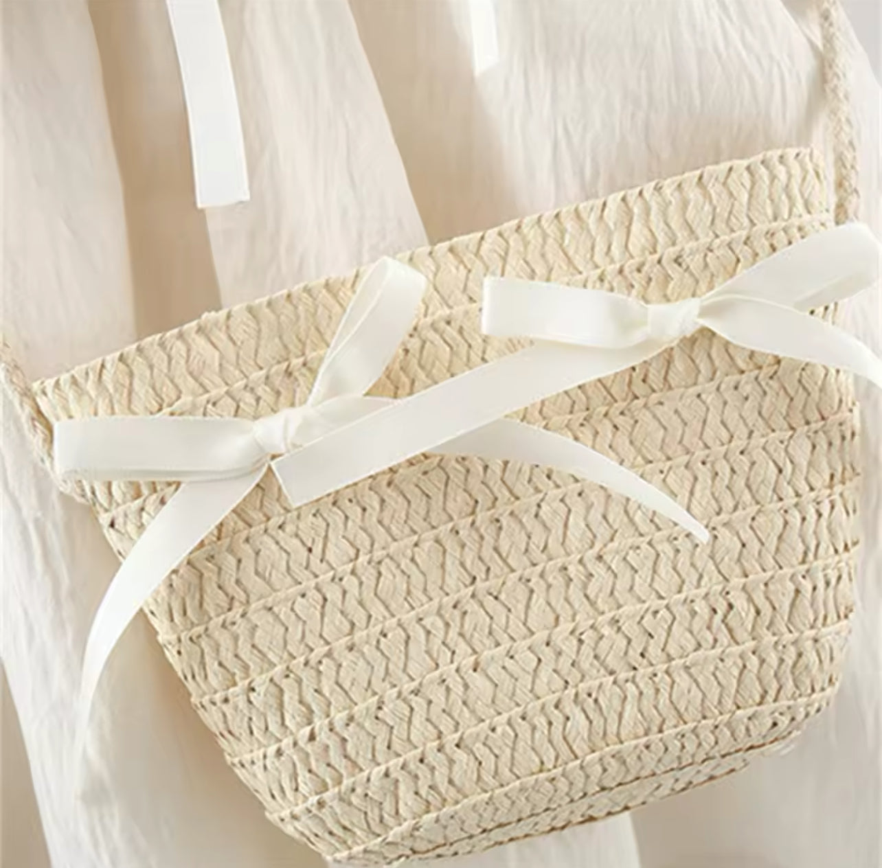 Cream Lace Summer Dress w Matching Bag