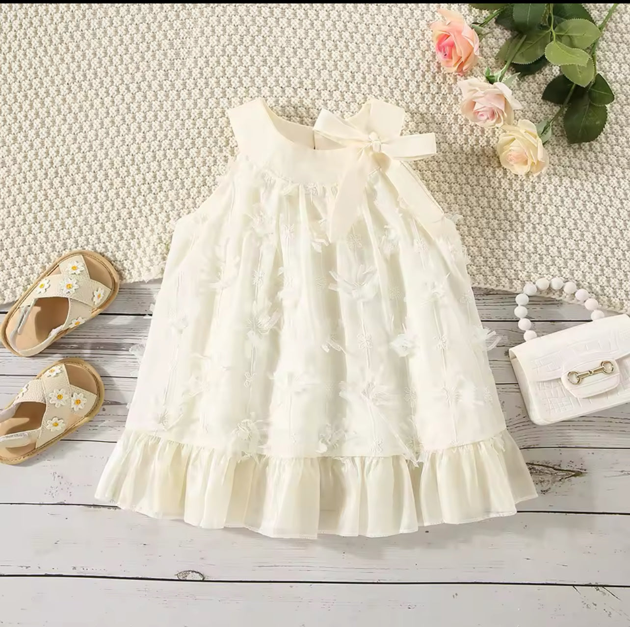 Summer Ruffled Sleeveless Dress White