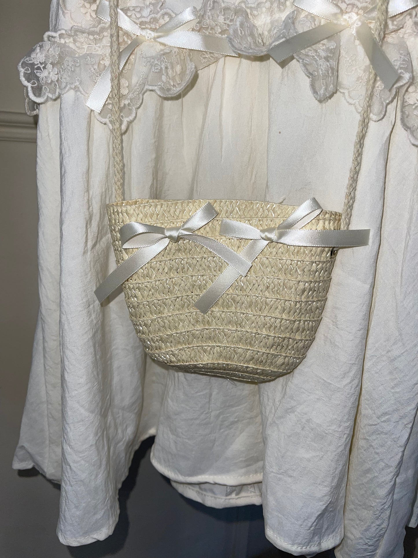 Cream Lace Summer Dress w Matching Bag